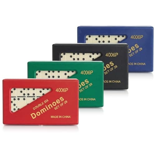 Image of ASPIRE UK® Double Six Dominoes Set of 28 Classic Domino Tiles with Random Color PVC Carry Case, Durable and Portable Travel Game for Adults and Kids