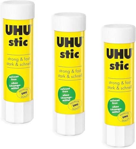 Image of UHU Stic Glue Stick - Solvent Free - Clear Application - 8G - Pack of 3
