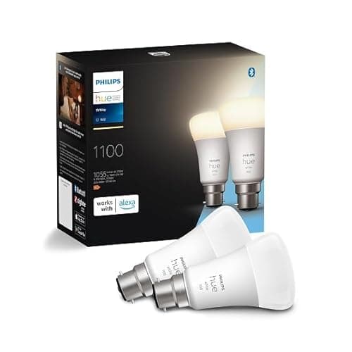 Image of Philips Hue Smart Bulb, B22, Dimmable, Dynamic Settings, Works with Alexa, Google Assistant and Apple Homekit, Twin Pack