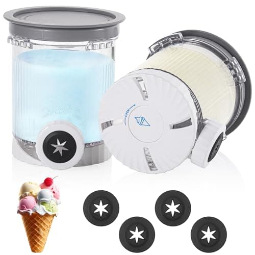 Image of Hejo 2 Pack Ice Cream Swirl Tubs Compatible for Ninja NC701UK NC700UK NC701 Series, 16 oz Pint Containers with Lid for Ninja Ice Cream Swirl & Soft Serve Makers Accessory (Grey)