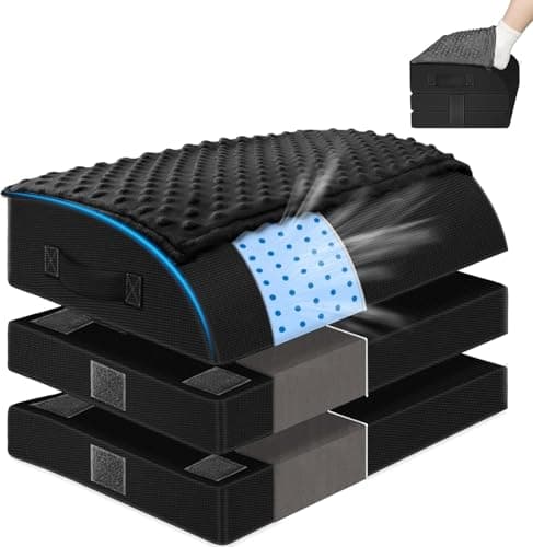 Image of KingPavonini Foot Rest Under Desk for office, 3 Adjustable Heights, Gel Memory Foam Foot Stool with Feet Warm Pocket for Back, Hip, Legs Discomfort Relief, Ergonomic Footrest for Office & Gaming Chair