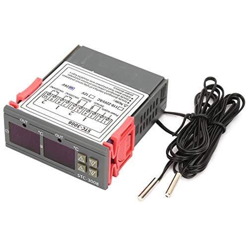 Image of Digital Thermostat, Dual Display Dual Probe Sensor Adjustable Thermostat Controller for Farm, Refrigerator, Greenhouse, Aquarium (24V)