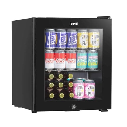 Image of Baridi 50L Tabletop 3-10°C Beer & Drinks Mini Fridge with Light - Black & Glass - DH12