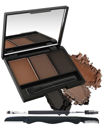Image of Eyebrow Powder Kit, 3 Color Auburn Brown Black Gray Eye Brow Powder Palette with Razor Brush,Long Lasting Waterproof Brow Filler Fill & Shapping Full Eyebrows,Mother's Day Makeup Gift Set for Women-03