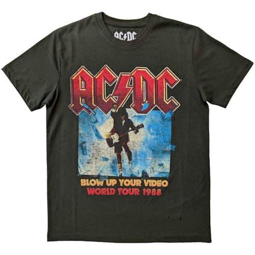 Image of AC/DC T Shirt Blow Up Your Video Band Logo Official Unisex Green XL