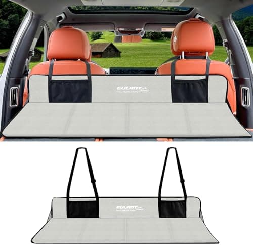 Image of EULANT Car Back Seat Bridge, Support the Car Trunck Mattress, Car Mattress Extender for most cars, SUVs, MPV, Tesla model Y/Model 3,Light Grey