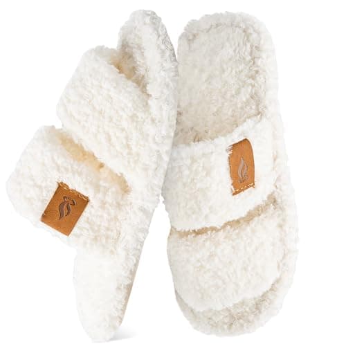 Image of YGJT Womens Slippers, Comfy Stylish Ladies Slippers, Fluffy House Slipper for Indoor/Outdoor, Gifts for Women Girls (White, 7/8)