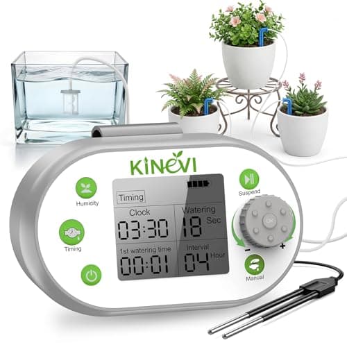 Image of Automatic Plant Waterer for 15 Indoor Plants, Smart Drip Irrigation System with Soil Humidity Sensor, Cycle & Soak Mode, Programmable Timer for Houseplants, Office and Balcony