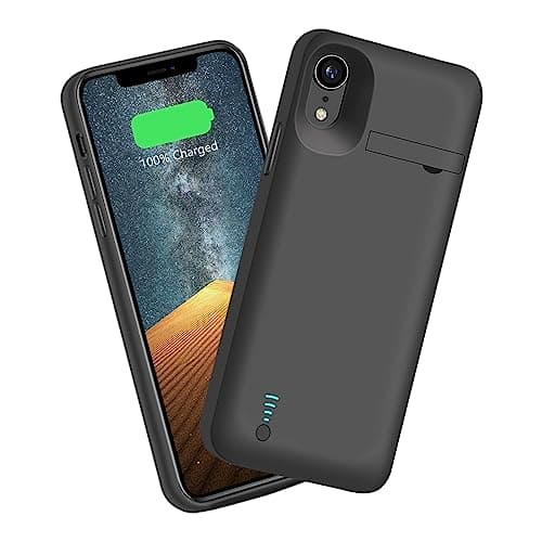 Image of Sitong Battery Case for iPhone XR, 6000mAh Rechargeable Extended Battery Charging Charger Case, Add 1.55x Extra Juice, Support Wire Headphones (6.1 inch) Black