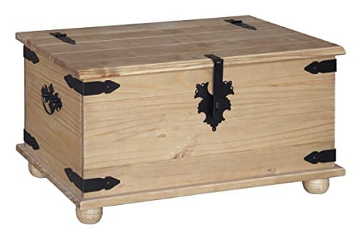 Image of Mercers Furniture Corona Solid Wood Pine Blanket Box Wooden Bedroom Storage Ottoman Bedding Toy Chest Mexican Style Unit 46cm High 92cm Wide 45cm Deep
