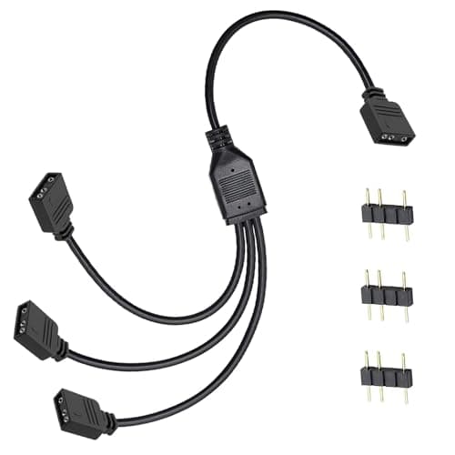 Image of GEU ARGB Splitter Cable 1 to 3 Fan Splitter 5V 3 Pin Addressable RGB LED Sync Cable Extension 30cm LED Strip Connectors for Computer Chassis Expand CPU Cooler and 5V ARGB Fan
