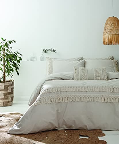 Image of Pineapple Elephant Izmir Cotton Tassel Single Duvet Cover Set with Pillowcase Stone Natural