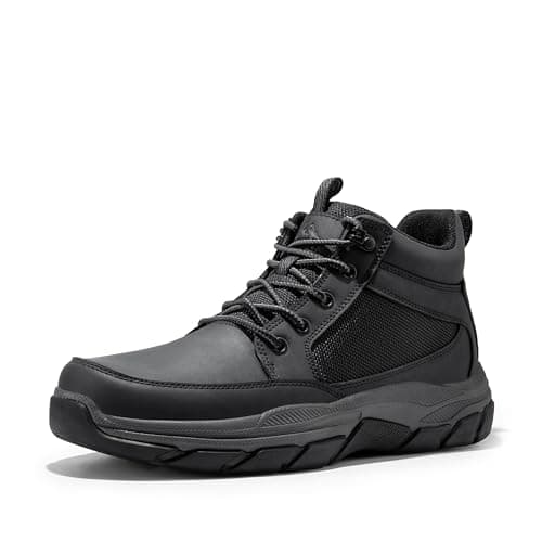 Image of NORTIV 8 Men's Walking Boots Lightweight Breathable Durable Leather Upper Fashion Casual Chukka Ankle Boots Outdoors Hiking & Trekking Footwear,Size 11,Black,SNHB2411M