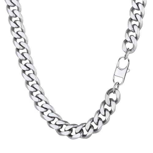 Image of PROSTEEL Mens Curb Chain Women Stainless Steel Cuban Link Chain Necklace 12mm 18inch Male Necklaces Choker