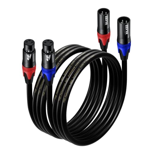 Image of EBXYA XLR Cable 1M 2Pack - Male to Female Microphone 3-Pin Balanced DMX Patch Cable