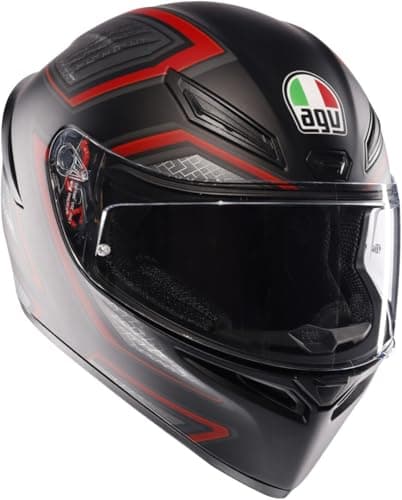 Image of AGV - K1 S E2206, Full-face Motorbike Helmet, ECE, Racing Style with Spoiler, Air Intakes and Scratch Resistant Visor, 190° Field of View, with Intercom Ready, Sling Matt Black/Red, Unisex, XL