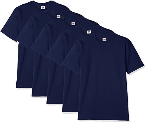 Image of Fruit of the Loom Men's Super Premium Short Sleeve T-Shirt Pack of 5, Navy, X-Large