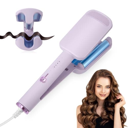 Image of Ceramic Curling Wand, 32mm Ionic Beach Wave Hair Curler, 3 Barrel Hair Waver Hair Crimpers for Women and Girls, Fast Heating Deep Wave Curling Iron with 4 Temps 140°C-220°C, Anti-Scald & Travel Lock