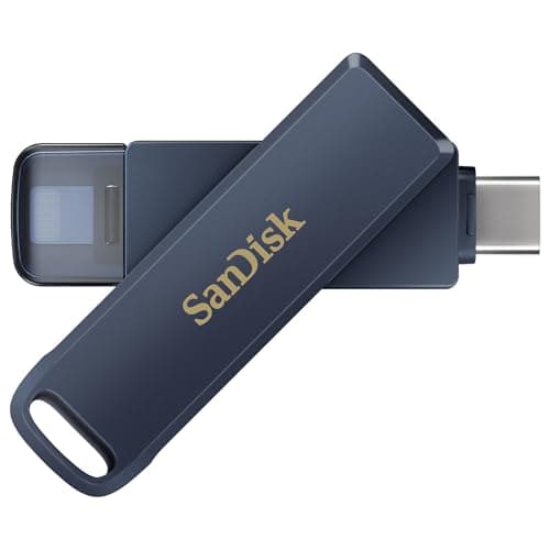 Image of SanDisk Phone Drive, 64GB USB Flash Drive for iPhone, iPad, PC and Mac (2-in-1 iPhone storage, Lightning & USB Type-C Connectors, Automatic Backup, Password Protection, Encryption) Metallic Sky