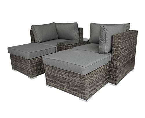 Image of CHARLES BENTLEY 2/3 Seater, Multi-Use Rattan 4 Seater Lounge Set, Love Seat, Footstool, Or Day Bed, Grey, 5 in 1 multifunctional, Seat, Easy To Clean, Trendy, Indoor, Outdoor, Garden, (73x73x64cm)