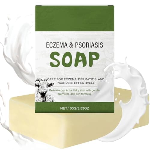 Image of Eczema Soap for Face and Body - Goats Milk Soap for Dermatitis & Psoriasis - Natural So-ap Bar for Dry Itchy Sensitive Skin Relief - Moisturizing Handmade S-oap - Gentle Oatmeal Goat Milk Wash - 100g
