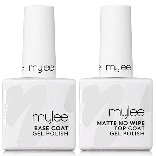 Image of Mylee Gel Nail Polish Matte No-Wipe Top & Base Coat 2x10ml - UV LED Nail Art Manicure Pedicure for Salon and Home Use, Lasts Up to 3 Weeks, Easy to Apply, Durable and Safe