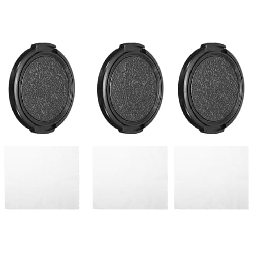 Image of PATIKIL 49mm Lens Cap, 3 Pack Sides Pinch Snap Camera Lens Cover for Front Lens with Cloth, Suitable for 49mm Thread Universal DSLR Lenses for Nikon, for Fujifilm, for Pentax, for Leica