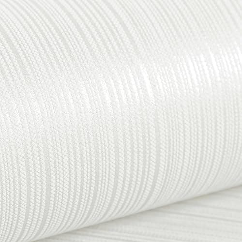 Image of Swehooirt White Plain Stripe Textured Wallpaper for Bedroom Modern Minimalist Embossed Wallpaper Decor for Adults Hallway Living Room Feature Wall