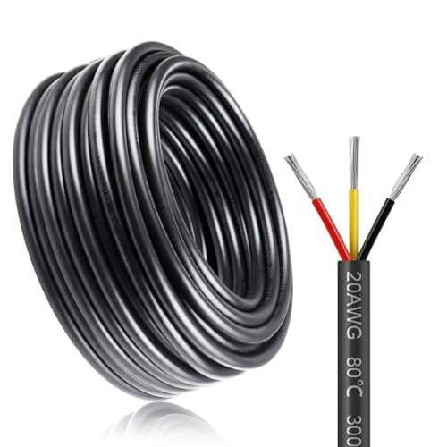Image of 30M/100ft 3 * 0.5mm² Electric Cable, 20AWG Electrical Wire, 5V/12V/24V Low Voltage Extension Cable, 3 Core Outdoor Landscape Lighting Tinned Copper Wires, Flexible High Temperature Resistant Wire