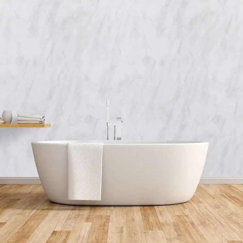 Image of Carrara Marble Shower wall Panels 1200mm x 2400mm x 10mm Easy to Install 100% Waterproof & Heat Resistant PVC Wet Wall Panels
