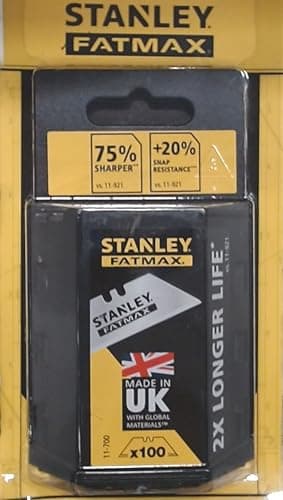 Image of Stanley FatMax Trapezoidal Blades (0.65 mm Blade Thickness, Pack of 100 in Dispenser, S3 Technology, Shatterproof up to 35 kg) 0-11-700, 1-11-700, Silver