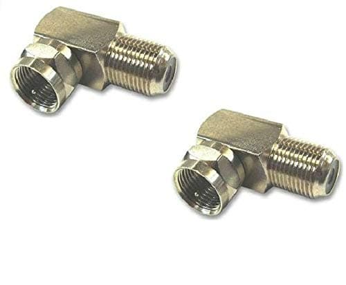 Image of K M Electronics® 2 X 90 DEGREEE F Plug Right Angle Satellite Sky Virgin CONNECTORS ADAPTORS