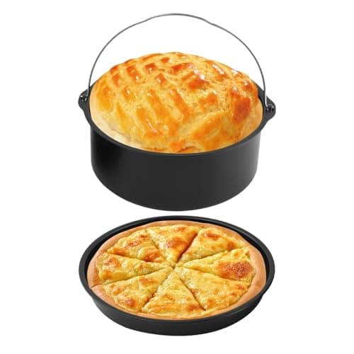 Image of 2Pcs Air Fryer Cake Tin,Non Stick Fryer Cake Mold,Steel Pizza Pan Easy to Clean,Baking Cake Barrel for Household Baking Molds,Kitchen Air Fryer Accessories ﻿