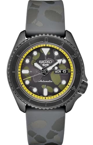 Image of SEIKO 5 Sports One Piece ‘Vinsmoke Sanji’ Automatic Grey Dial Grey Silicone Strap SRPH69K1