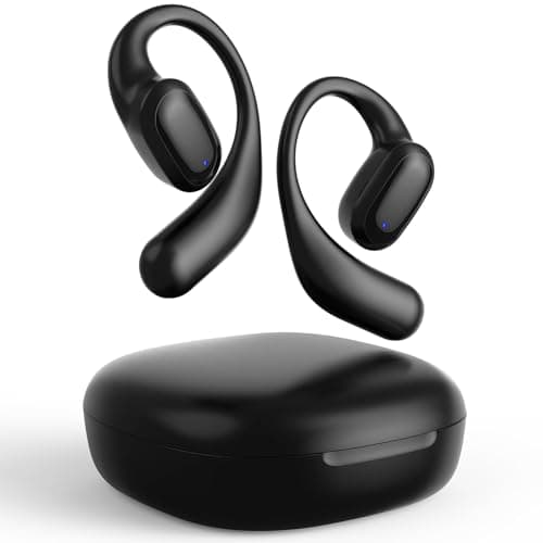 Image of Mythsound Open Ear Headphones, Bluetooth 5.3 Wireless Earbuds with Earhooks, 75 Hours Playtime, Fast Charging, Sweat Resistant, Digital Display Charging Case for Music, Game, Sport(Black)
