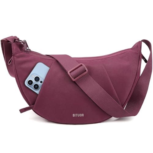 Image of BITUOR Crossbody Bag for Women Nylon Crescent Shoulder Bag Purse Hobo Bag Waterproof & Anti-theft with Adjustable Strap Sling Bag for Daily Use