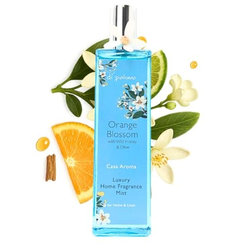 Image of Di Palomo Orange Blossom Luxury Home Fragrance Mist 100ml. Air Fresheners for Home & Fabric Spray. Enjoy Fragrance in Every Room Spray. Air Freshener Room Spray for Home. Glass Bottle for Home Decor.