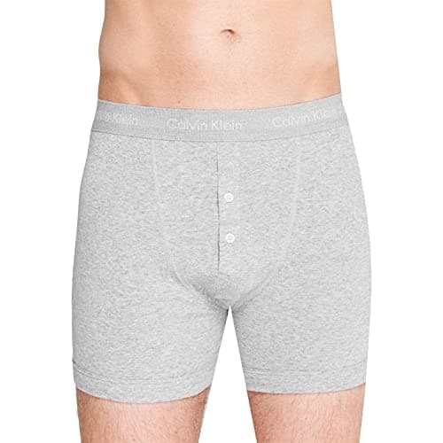 Image of Calvin Klein - Calvin Klein Boxer Brief - Button Fly - Long Leg Boxers for Men - Mens Boxer Shorts - Boxer Shorts Men - Pack of 1 - Grey - Extra Large