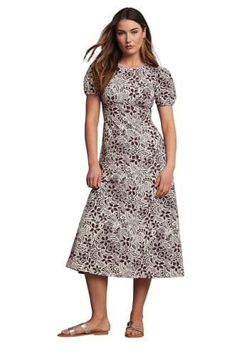 Image of Long Tall Sally - LTS Tall Floral Puff Sleeve Midi Dress - Women's Purple