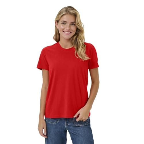 Image of NetSetUK Womens Plain Cotton T Shirt Breathable Soft Short Sleeve Casual Wear UK (S to XXL) Red