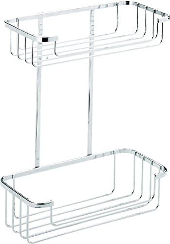 Image of Croydex Chrome Two Tier Shower Caddy - Durable Rust-Free Bathroom Storage Basket, Chrome Plated Steel, Includes Fixings and Rust Free Guarantee, Max Load 5kg
