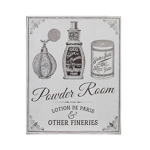 Image of Premier Housewares 2800765 Powder Room Wall Plaque - Grey 1x20x25 cm