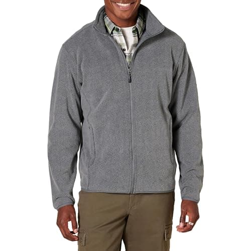 Image of Amazon Essentials Men's Full-Zip Fleece Jacket (Available in Big & Tall), Charcoal Heather, M