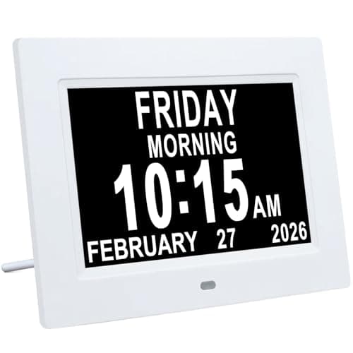 Image of TSITSC 7 Inch Dementia Clock Extra Large Day and Date Time Clocks Gifts for Seniors Elderly Impaired Vision Memory Loss 12 Alarm Reminders + Auto-Dimming