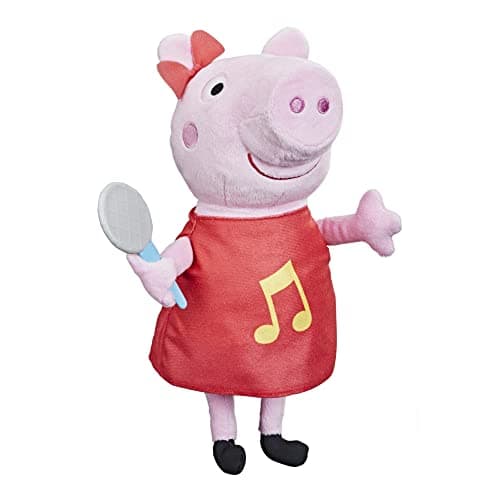Image of Peppa Pig Oink-Along Songs Peppa Singing Plush Doll with Sparkly Red Dress and Bow, Sings 3 Songs, Ages 3 and up