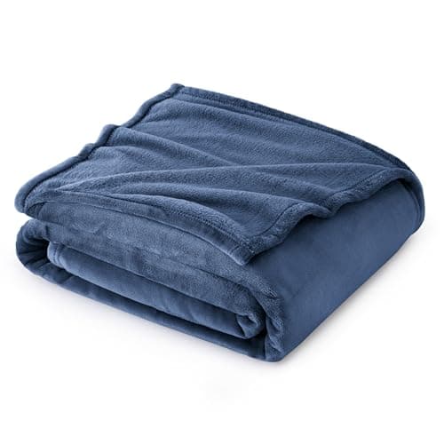 Image of Bedsure Fleece Throw Blanket for Sofa - Soft Cosy Fluffy Blankets for Bed, Warm Single Throws for Audlts, Mineral Blue, 130x150 cm