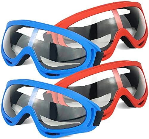 Image of Toyer 4 Pack Protective Goggles/Safety Glasses/Motorcycle Eyewear with Bandanas - Compatible with Nerf Game Battle for Kids (Red+Blue)