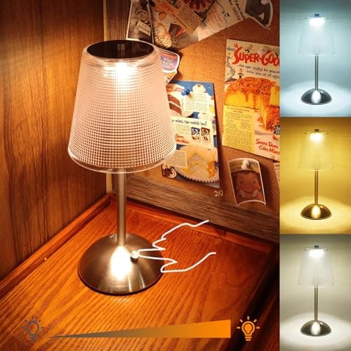 Image of Amingulry Cordless Table Lamp, 4000mAh Rechargeable Battery Operated Lamp, 3 Color Modes & Stepless Dimmable LED Touch Lamp, Portable Retro Metal Beside Lamps for Bedroom Home Desk(Silver Nickel)