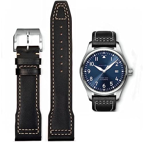 Image of HEYOZURY Watch Straps, Genuine Leather Strap for Watches, Pilot Leather Replacement Strap 20 mm 21 mm for IWC
