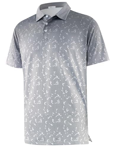 Image of APTRO Men’s Golf Polo Shirts for Men Adult Summer Quick Dry T Shirts Short Sleeve Golf Tops Printed Lightweight Shirts Gradient Grey PL040 XL